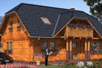  Projekt domu L-72 Dom wiosenna z bali (BBD1101) - projekt domu parterowego z poddaszem - Zdjęcie 3