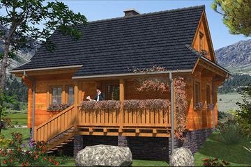  Projekt domu L-74 Dom z bali (BBD1105) - projekt domu parterowego z poddaszem - Zdjęcie 3