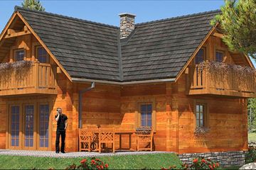  Projekt domu L-77 Dom grzybowa z bali (BBD1112) - projekt domu parterowego z poddaszem - Zdjęcie 3