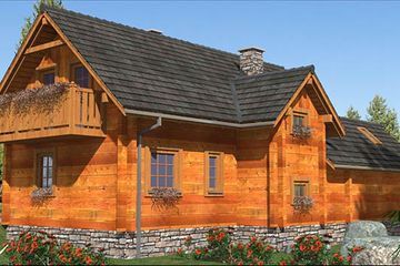  Projekt domu L-77 Dom grzybowa z bali (BBD1112) - projekt domu parterowego z poddaszem - Zdjęcie 5