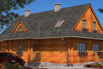  Projekt domu L-79 Dom z bali (BBD1115) - projekt domu parterowego z poddaszem - Zdjęcie 5