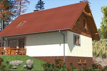 Projekt domu L-85 Dom jasna - szkieletowy - parterowy z poddaszem dom o powierzchni 118,60 m², dach dwuspadowy - ujęcie 4