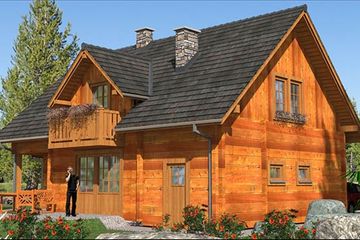 Projekt domu L-86 Dom długa - z bali - parterowy z poddaszem dom o powierzchni 134 m², dach dwuspadowy - ujęcie 3