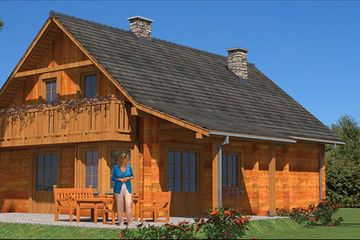  Projekt domu L-90 Dom z bali (BBD1134) - projekt domu parterowego z poddaszem - Zdjęcie 3