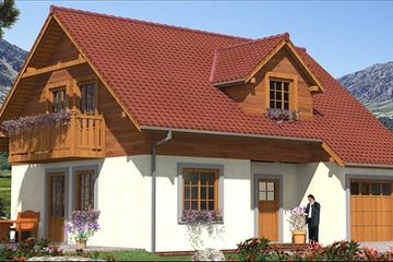 Projekt domu L-96 Dom cynamonowa - szkieletowy - parterowy z poddaszem dom o powierzchni 115,50 m², dach dwuspadowy - ujęcie 5