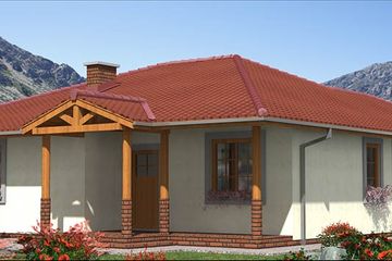 Projekt domu A-104 Dom poziomkowa - szkieletowy - parterowy dom o powierzchni 130,10 m², dach czterospadowy - ujęcie 5