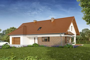 Projekt domu TK175 - parterowy z poddaszem dom o powierzchni 288,32 m², dach dwuspadowy - ujęcie 2