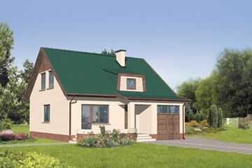  Projekt domu W-0308 (WAA1214) - projekt domu parterowego z poddaszem - Zdjęcie 1