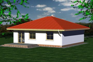 Projekt domu 105 - parterowy dom o powierzchni 73,60 m², dach kopertowy - ujęcie 3