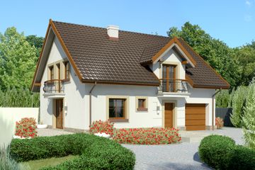  Projekt domu przy Alabastrowej 35 (KRK1394) - projekt domu parterowego z poddaszem - Zdjęcie 1