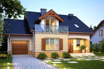  Projekt domu Wenecja z garażem 1 stanowiskowym (WRN1028) - projekt domu parterowego z poddaszem - Zdjęcie 1