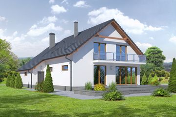  Projekt domu Osiek 405k (KRP1772) - projekt domu parterowego z poddaszem - Zdjęcie 2