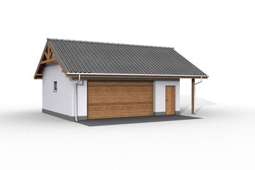  Projekt garażu G22 szkielet drewniany, garaż dwustanowiskowy (SLN2367) - projekt garażu parterowego - Zdjęcie 1
