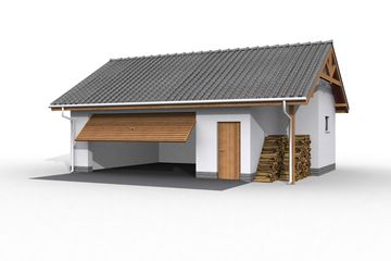  Projekt garażu G22 szkielet drewniany, garaż dwustanowiskowy (SLN2367) - projekt garażu parterowego - Zdjęcie 3