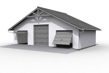  Projekt garażu G7 szkielet drewniany, garaż trzystanowiskowy (SLN2368) - projekt garażu parterowego - Zdjęcie 3