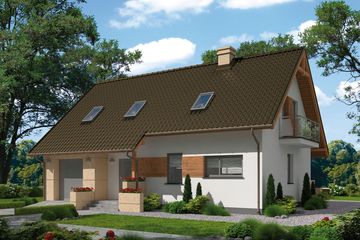  Projekt domu Lamia 2 szkielet drewniany (SLN2369) - projekt domu parterowego z poddaszem - Zdjęcie 1