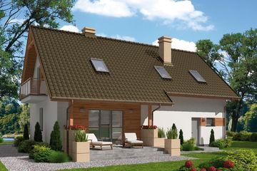  Projekt domu Lamia 2 szkielet drewniany (SLN2369) - projekt domu parterowego z poddaszem - Zdjęcie 2