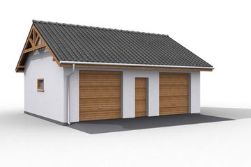 Projekt garażu G11 szkielet drewniany, garaż dwustanowiskowy (SLN2370) - projekt garażu parterowego - Zdjęcie 1