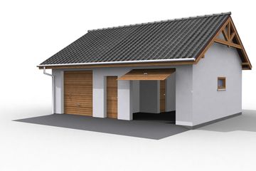  Projekt garażu G11 szkielet drewniany, garaż dwustanowiskowy (SLN2370) - projekt garażu parterowego - Zdjęcie 2