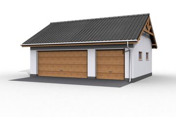  Projekt garażu G17 szkielet drewniany, garaż trzystanowiskowy (SLN2372) - projekt garażu parterowego - Zdjęcie 2