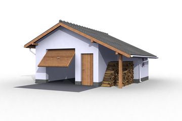  Projekt garażu G21 szkielet drewniany, garaż jednostanowiskowy (SLN2376) - projekt garażu parterowego - Zdjęcie 1