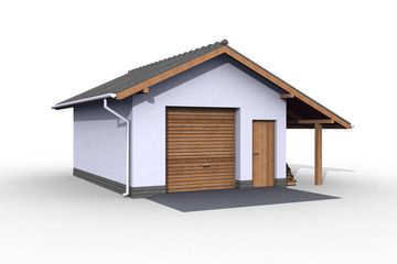  Projekt garażu G21 szkielet drewniany, garaż jednostanowiskowy (SLN2376) - projekt garażu parterowego - Zdjęcie 2