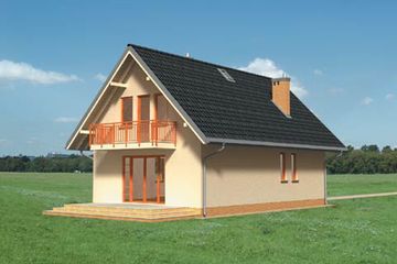  Projekt domu Supełek - szkielet drewniany prefabryk. (KRD2026) - projekt domu parterowego z poddaszem - Zdjęcie 3