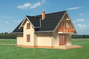  Projekt domu Supełek - szkielet drewniany prefabryk. (KRD2026) - projekt domu parterowego z poddaszem - Zdjęcie 4