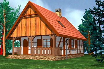  Projekt domu letniskowego BR-001 mur pruski (KRG1151) - projekt domu letniskowego parterowego - Zdjęcie 1
