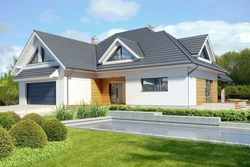  Projekt domu Avalon VI DCP206e (WOB1616) - projekt domu parterowego z poddaszem - Zdjęcie 1