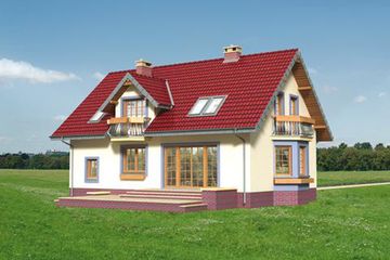  Projekt domu Fiona Polo - murowana – beton komórkowy (KRD1987) - projekt domu parterowego z poddaszem - Zdjęcie 3