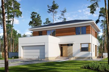  Projekt domu E-163 (WAX1067) - projekt domu z pełnym piętrem - Zdjęcie 1