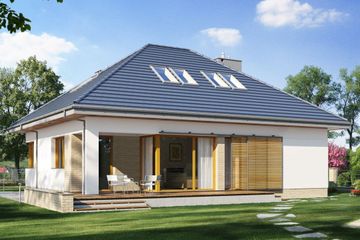  Projekt domu E-165 (WAX1068) - projekt domu parterowego z poddaszem - Zdjęcie 2