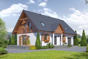  Projekt domu Cisna m11 (KRP1785) - projekt domu parterowego z poddaszem - Zdjęcie 1