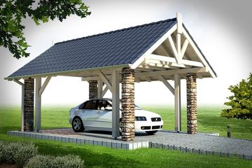  Projekt wiaty garażowej Wiata 1B (WRD2397) - projekt wiaty parterowego - Zdjęcie 1