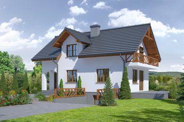  Projekt domu Osiek wąski 19-01 (KRP1807) - projekt domu parterowego z poddaszem - Zdjęcie 1