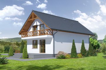  Projekt domu Osiek wąski 19-01 (KRP1807) - projekt domu parterowego z poddaszem - Zdjęcie 2