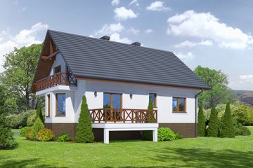  Projekt domu Jaworki 15-01 (KRP1820) - projekt domu parterowego z poddaszem - Zdjęcie 2