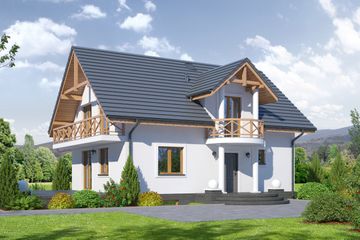  Projekt domu Jaworze p-01 (KRP1821) - projekt domu parterowego z poddaszem - Zdjęcie 1