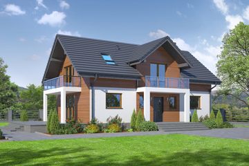  Projekt domu Chabrowo m1 (KRP1837) - projekt domu parterowego z poddaszem - Zdjęcie 1