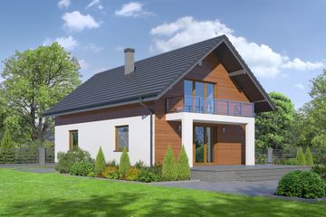  Projekt domu Chabrowo m1 (KRP1837) - projekt domu parterowego z poddaszem - Zdjęcie 2