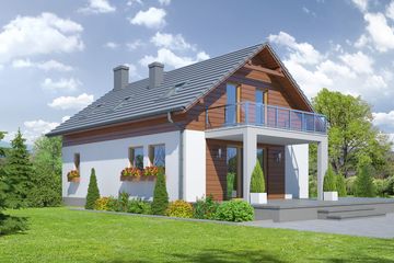 Projekt domu Działoszyce 3 - parterowy z poddaszem dom o powierzchni 111,50 m², dach dwuspadowy - ujęcie 2