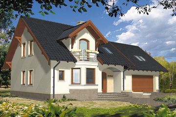  Projekt domu Diuna II ZM1 (WRH1090) - projekt domu parterowego z poddaszem - Zdjęcie 2