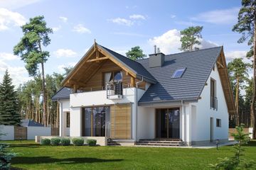  Projekt domu E-167 (WAX1074) - projekt domu parterowego z poddaszem - Zdjęcie 1