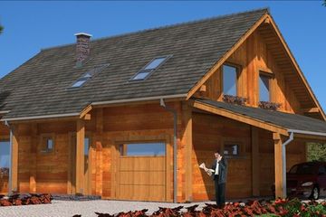  Projekt domu A-135 Dom z bali (BBD1239) - projekt domu parterowego z poddaszem - Zdjęcie 4