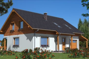  Projekt domu A-135 Dom szkieletowy (BBD1245) - projekt domu parterowego z poddaszem - Zdjęcie 1