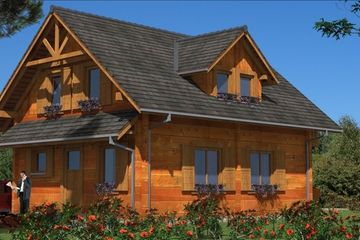 Projekt domu A-133 Dom jaśminowa - z bali - parterowy z poddaszem dom o powierzchni 104,30 m², dach dwuspadowy - ujęcie 3