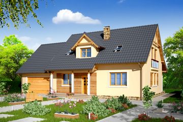  Projekt domu BW-17 z garażem 2 stanowiskowym (JGC1034) - projekt domu parterowego z poddaszem - Zdjęcie 1