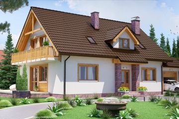  Projekt domu BW-24 z garażem (JGC1043) - projekt domu parterowego z poddaszem - Zdjęcie 1