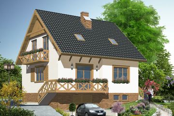  Projekt domu W-7.12a podpiwniczony (JGC1077) - projekt domu parterowego z poddaszem - Zdjęcie 1